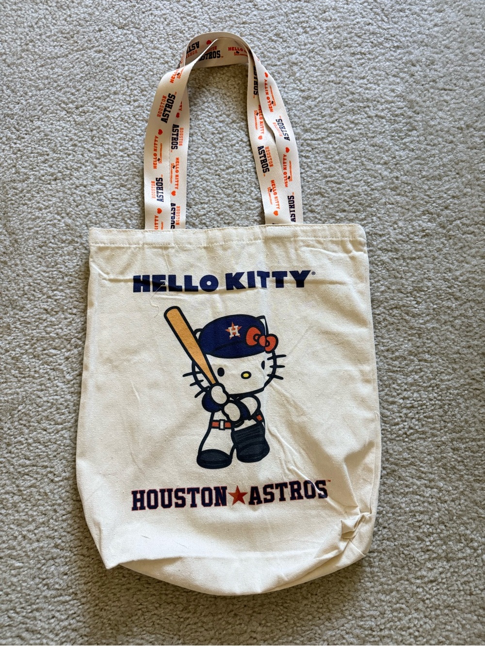 Hello Kitty Astros baseball tote bag